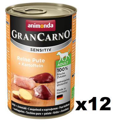 Animonda Dog GranCarno Adult Sensitiv Reine Pute und Kartoffeln 12x400g