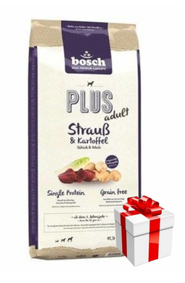 Bosch Plus Adult Ostrich & Potato 12,5 kg+Überraschung für den Hund