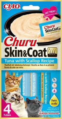 INABA Churu Skin & Coat für Katzen Thunfisch und Jakobsmuschel Geschmack 20x14g