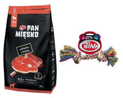 PAN MIĘSKO Rindfleisch mit Ziege M 20kg + Baumwollseil GRATIS!