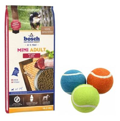 bosch Mini Adult Lamm & Reis 15kg + Schwimmender Tennisball 1 Stück GRATIS!