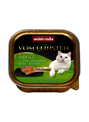 Animonda Cat Vom Feinsten Adult mit Pute, Huhnchenbrust und Krauter 100g