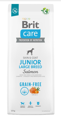BRIT CARE Dog Grain-free Junior Large Breed Salmon 12kg BRIT CARE Dog Dental Stick Teeth & Gums -5% billiger!!!