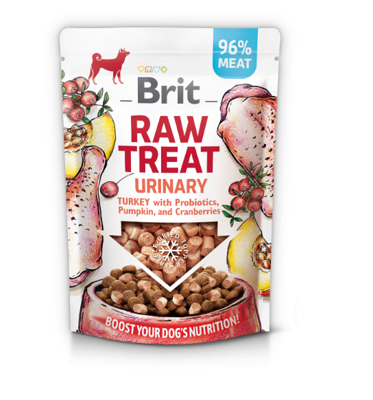 BRIT CARE Dog Raw Treat Urinary Turkey with Probiotics, Pumpkin and Cranberries 40g