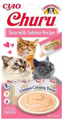 INABA Churu Katzenleckerli mit Thunfisch und Lachsgeschmack 4x14g