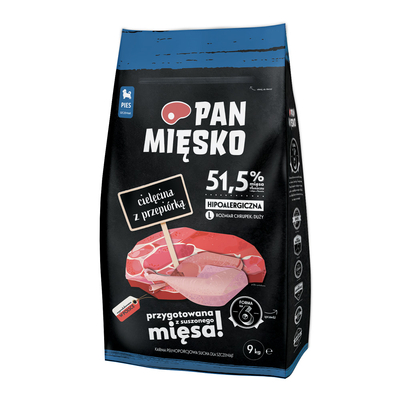 PAN MIĘSKO Kalbfleisch mit Wachtel L 9 kg für Welpen