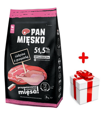 PAN MIĘSKO Kalbfleisch mit Wachtel XS 20kg für Welpen + Überraschung für den Hund