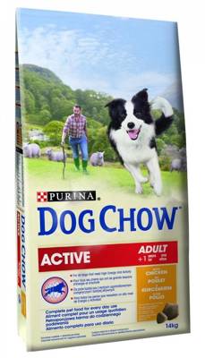 PURINA Dog Chow Adult Active Chicken 14kg + Dolina Noteci 150g