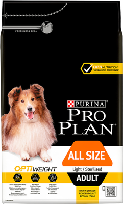 PURINA PRO PLAN All Size Adult Light/Sterilised OPTIWEIGHT 14kg + Überraschung für den Hund