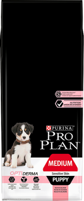 PURINA PRO PLAN Medium Puppy Sensitive Skin OPTIDERMA 12kg + Dolina Noteci 400g