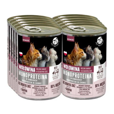 PetRepublic Rindfleisch-Monoproteinfutter für Katzen, Stückchen in Sauce 10x400g