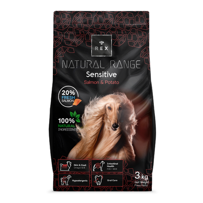 Rex Natural Range Sensitive  Salmon & Potato 3kg + Überraschung für den Hund