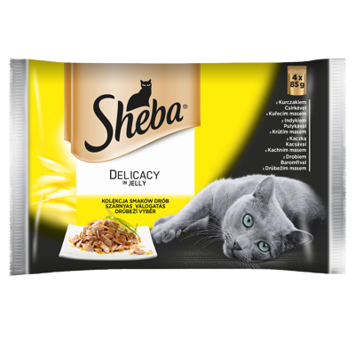 SHEBA Beutel 4x85g Delicacy in Jelly (mit Huhn, Pute, Ente, mit Geflügel)
