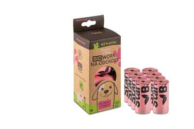 STARCHBAG Kompostierbare BIO-Beutel für Fäkalien 1 Rolle x 15 Stück, Farbe rosa