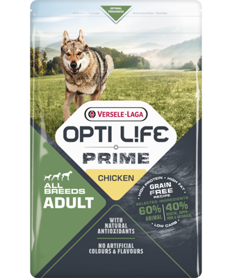 VERSELE-LAGA Opti Life Prime Adult Chicken 2,5kg - Getreidefreies Futter für ausgewachsene Hunde mit Hähnchen