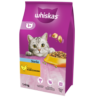 WHISKAS Steril 1,4 kg - Trockenfutter für ausgewachsene Katzen nach der Kastration, mit leckerem Huhn