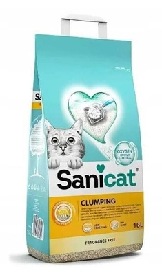 SANICAT Klumpende unparfümierte 16L - unparfümierte Bentonit-Katzenstreu