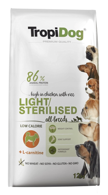 TROPIDOG Premium leicht/sterilisiert 12kg + Überraschung für den Hund