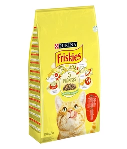 PURINA Friskies Katzenfutter mit Rind- und Hühnermix mit Gemüse 10kg + Überraschung für die Katze